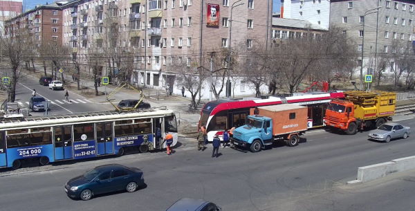 В Улан-Удэ из-за «Богатыря» останавливали движение трамваев 