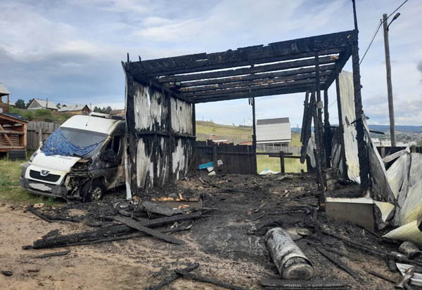 В пригороде Улан-Удэ сгорел гараж и пострадала машина
