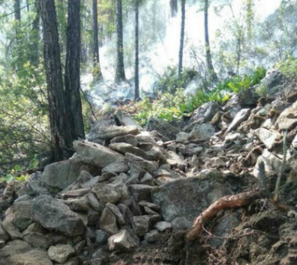 В Бурятии продолжается тушение лесного пожара на крутых горах
