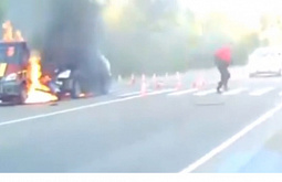 В Ангарске две машины сгорели после ДТП  